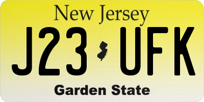 NJ license plate J23UFK