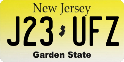 NJ license plate J23UFZ