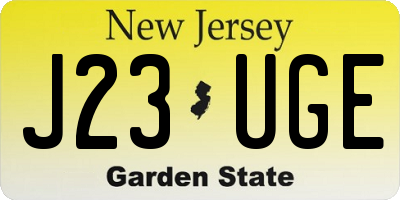 NJ license plate J23UGE
