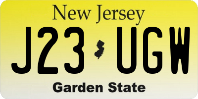 NJ license plate J23UGW