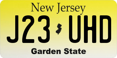 NJ license plate J23UHD