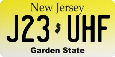 NJ license plate J23UHF
