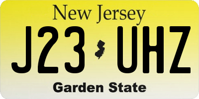 NJ license plate J23UHZ