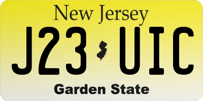 NJ license plate J23UIC