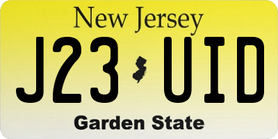 NJ license plate J23UID