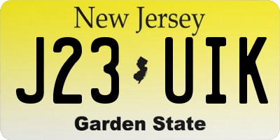 NJ license plate J23UIK
