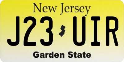 NJ license plate J23UIR