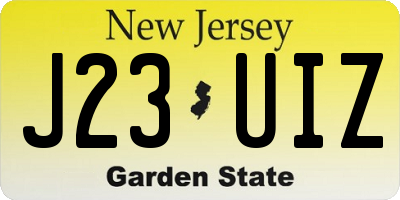 NJ license plate J23UIZ