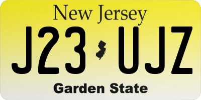 NJ license plate J23UJZ