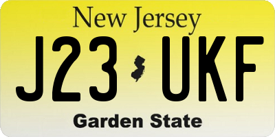 NJ license plate J23UKF