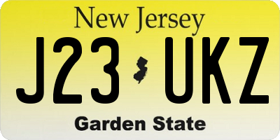 NJ license plate J23UKZ