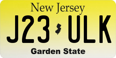 NJ license plate J23ULK