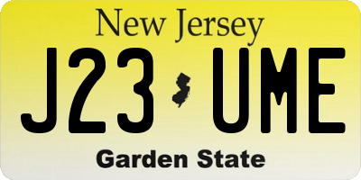 NJ license plate J23UME