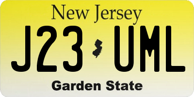 NJ license plate J23UML