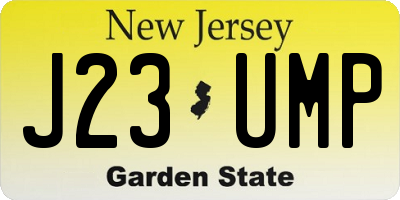 NJ license plate J23UMP