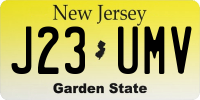 NJ license plate J23UMV