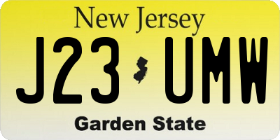NJ license plate J23UMW