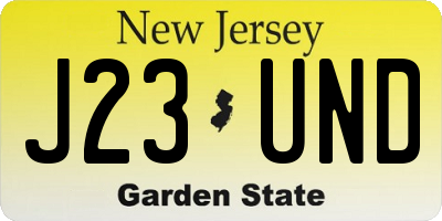 NJ license plate J23UND