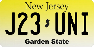 NJ license plate J23UNI