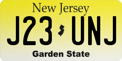 NJ license plate J23UNJ