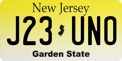 NJ license plate J23UNO