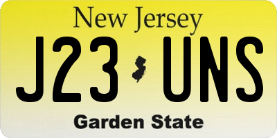 NJ license plate J23UNS