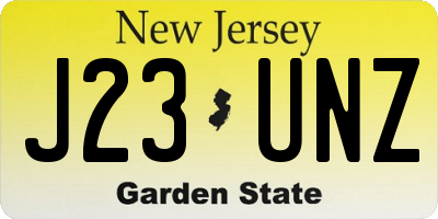 NJ license plate J23UNZ