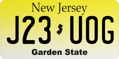 NJ license plate J23UOG