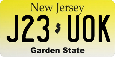 NJ license plate J23UOK