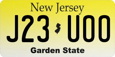 NJ license plate J23UOO