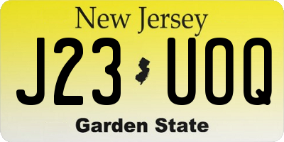 NJ license plate J23UOQ