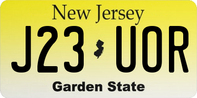 NJ license plate J23UOR