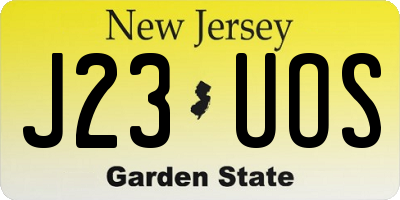 NJ license plate J23UOS