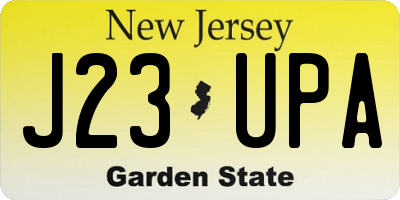 NJ license plate J23UPA