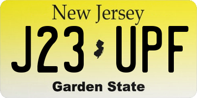 NJ license plate J23UPF