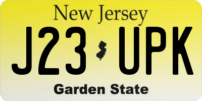 NJ license plate J23UPK