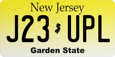 NJ license plate J23UPL