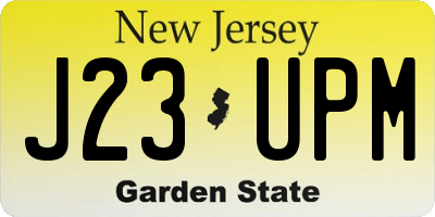 NJ license plate J23UPM