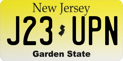 NJ license plate J23UPN