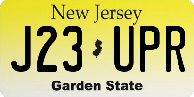 NJ license plate J23UPR