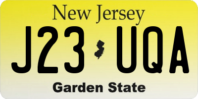NJ license plate J23UQA