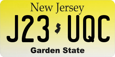 NJ license plate J23UQC