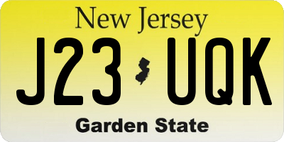 NJ license plate J23UQK