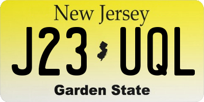 NJ license plate J23UQL
