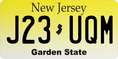 NJ license plate J23UQM
