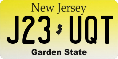 NJ license plate J23UQT