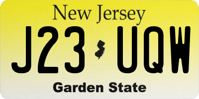 NJ license plate J23UQW