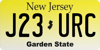 NJ license plate J23URC