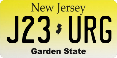 NJ license plate J23URG