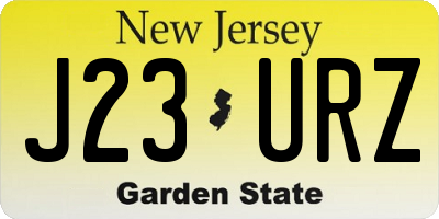 NJ license plate J23URZ